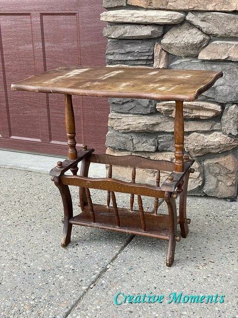 Juniper is Not Only a Tree! but Actually a Vintage Accent Table | Hometalk Green Accent Table, Refinished Chairs, Milk Paint Furniture, Side Table Makeover, Diy Furniture Decor, White Lightning, Painted Desk, Wood Knobs, Vintage Side Table