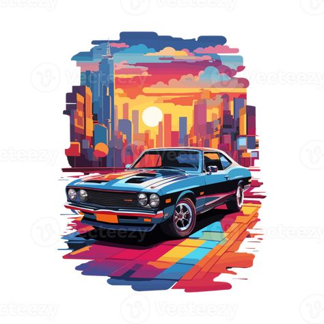 Colorful car artwork illustration t-shirt design, transparent background, Street sketches, book cover, posters, Mug, Tshirt and other uses Sketches Book Cover, Car Artwork Illustration, Sketches Book, Illustration T Shirt, Car Artwork, Free Png, T Shirt Design, Shirt Design, Transparent Background