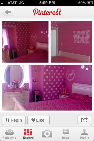 Victoria Secret PINK room I would love this!! Victoria Secret Bedroom, Pink Decor Ideas, Sister Room, Pink Bedroom For Girls, Pink Girl Room, Secret Room, Inspired Bedroom, Pink Room Decor, Pink Bedrooms