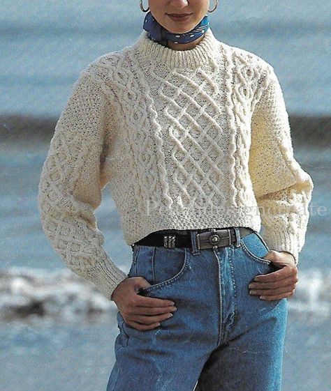 Cabled Sweater Knitting Pattern, Cable Knitting Patterns Free, Cable Knit Sweater Pattern Free, Cable Knit Sweater Pattern, Aran Jumper, Lace Knit Top, Cropped Cable Knit Sweater, Aran Knitting Patterns, Cable Knitting Patterns