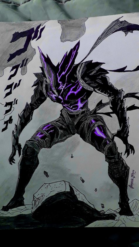 The moment I saw monster garou Wale up in the Manga I knew I had to draw this. And here you have the final result. Garou Monster Form, Garou Sketch, Garou Drawing, Garou Monster, Kai Monster, Monster Garou, Cosmic Garou, Purple Monster, One Punch Man Manga