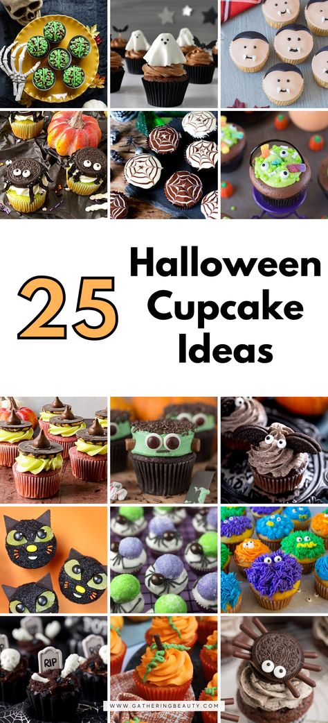 Halloween Cupcake Ideas — Gathering Beauty Halloween Themes Cupcakes, Halloween Diy Cupcakes, Cupcakes Decoration Halloween Easy, October Birthday Cupcake Ideas, Halloween Cupcakes Decoration Easy, How To Decorate Halloween Cupcakes, Cute Halloween Cupcake Ideas Easy, Halloween Easy Cupcakes, Halloween Cupcake Recipes Easy