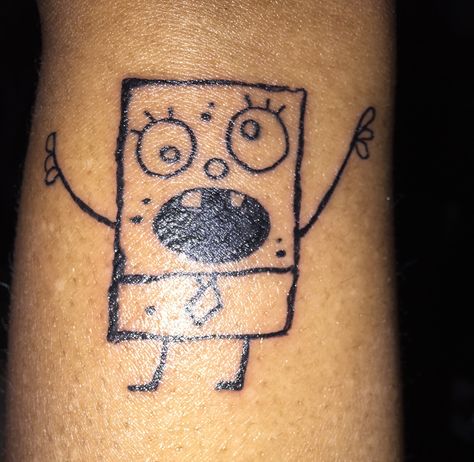 My first tattoo - doodlebob Doodlebob Tattoo, Cool Small Tattoos, First Tattoo, Deathly Hallows Tattoo, Tattoos And Piercings, Infinity Tattoo, Friday Night, Small Tattoos, Triangle Tattoo