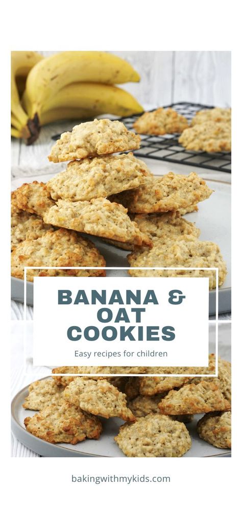 Banana Oat Slice, Banana And Oat Cookies, Oats Banana Cookies, Oatmeal For Toddlers, Banana Recipes For Kids, Oat Banana Cookies, Oat Peanut Butter Cookies, Oat Cookies Recipe, Instant Oatmeal Cookies