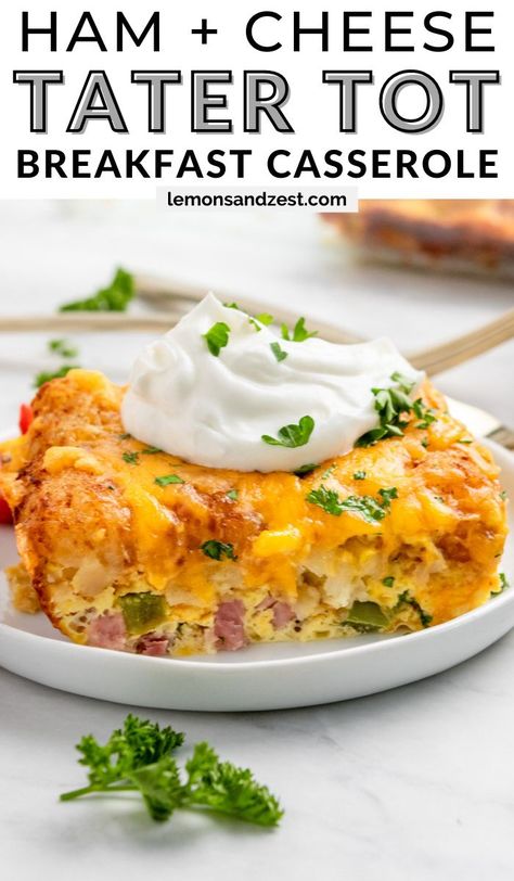 Breakfast Casserole With Tater Tots, Breakfast Casserole Ideas, Casserole With Tater Tots, Tator Tot Breakfast, Ham And Cheese Breakfast Casserole, Ham And Cheese Breakfast, Sweet Breakfast Casserole, Ham Breakfast Casserole, Tot Breakfast Casserole