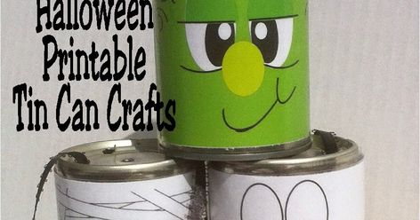 Looking for easy Halloween decorations ? How about these free printables Halloween monsters using tin cans.  These easy tin can craft s c... Halloween Cans Diy, Coffee Can Crafts, Halloween Mantel Decor, Fun Halloween Treats, Halloween Monsters, Halloween Mantel, Halloween Printables Free, Halloween Cans, Easy Halloween Decorations