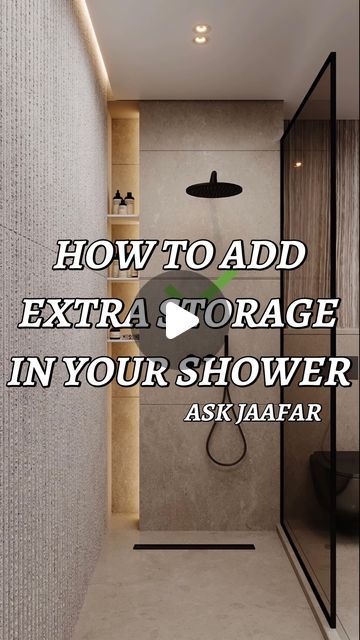 Jaafar Daher on Instagram: "How to add extra storage in your shower ? 

#Interiordesign #architecture #askjaafar #askmeanything #questiondesigner" Built In Shower Storage, Bath Closet Organization, Master Bath Towel Rack Ideas, Master Bath Storage Ideas, Inside The Shower Storage Ideas, Rhythm Architecture, Shower Shelving, Bathroom Shower Shelves, Toilet Storage Ideas