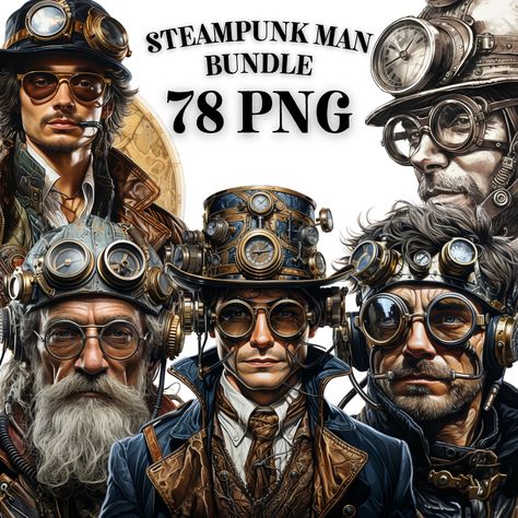 Industrial Color Palette, Retro Futuristic Fashion, Steampunk Clipart, Steampunk Mode, Mens Steampunk, Steampunk Images, Steampunk Character, Steampunk Man, Huge Library