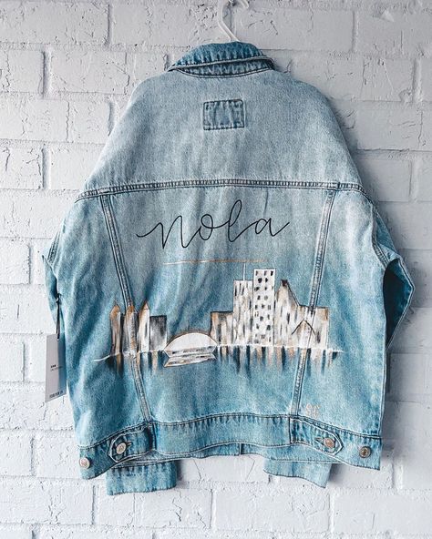 Jean Jacket Diy, Diy Jacket, Blue Jean Jacket, Jean Jackets, Mardi Gras, Jean Jacket, New Orleans, Denim Button Up, Blue Jeans