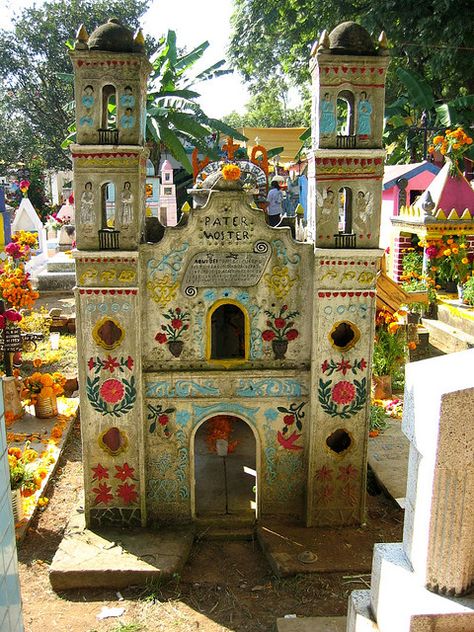 This is in a cemetery in the Yucatan - #Mexico #Mexican #church - to purchase folk art churches of clay, visit www.mainlymexican... Cemetery Monuments, Cemetery Statues, Cemetery Headstones, Old Cemeteries, Cemetery Art, After Life, Mexican Culture, Six Feet Under, Grave Marker