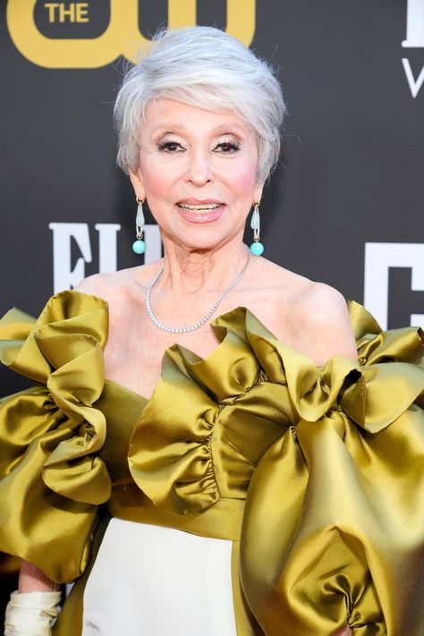 Rita Moreno’s Gray Pixie Cut Steals the Spotlight at the Critics Choice Awards 2022 | Vogue Rita Moreno Hair, Gray Pixie, 2022 Red Carpet, Long Silver Hair, Andie Macdowell, Critics Choice Awards, Rita Moreno, Critic Choice Awards, Bold Red Lips