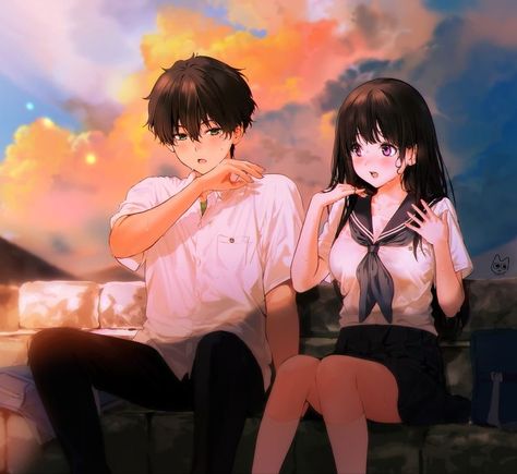 Hyouka Chitanda, Boy Anime, Best Anime Couples, Romantic Anime Couples, 캐릭터 드로잉, Anime Love Couple, Digital Art Anime, Anime Couples Manga, Anime Couples Drawings