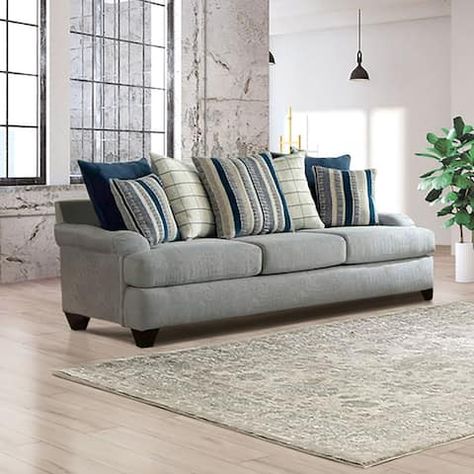 Hray Sofa, Cushions For Grey Sofa Living Rooms, Heather Gray Sofa Living Room, Dress A Grey Sofa, Grey Sofa Living Room Color Schemes Farmhouse, Sofa Colors For Grey Walls, Grey/blue Sofa, Ash Gray Sofa, Cushion Combo Grey Sofa