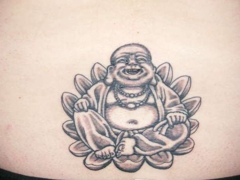 tattoo Tattoos Meaning Family, Laughing Buddha Tattoo, Buddha Tattoo Sleeve, Piercings And Tattoos, Lotus Buddha, Smiling Buddha, Buddha Tattoo Design, Belly Tattoo, Buddha Tattoos