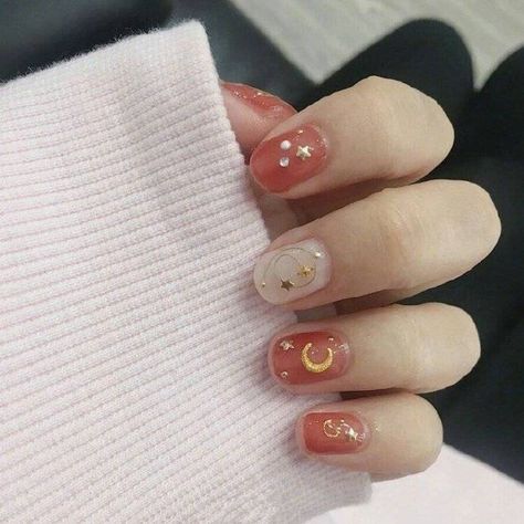 Nail Star, Shellac Nail Designs, Star Nail Designs, Moon Manicure, Moon Nails, Shellac Nails, Kawaii Nails, Health Knowledge, Star Nails