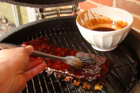 BBQ ribs get an Asian inspired makeover in this recipe for soy ginger glazed spare ribs. The flavor base for these Asian style smoked ribs comes from a dry rub of paprika mixed with five spice powder. The ribs are smoked low and slow until moist and tender then glazed with a sticky sweet soy and ginger BBQ sauce. Egg Bbq, Green Egg Bbq, Ribs Recipes, Smoked Pork Ribs, Smoked Bbq, Rib Meat, Pork Rib Recipes, Barbecue Ribs, Five Spice Powder