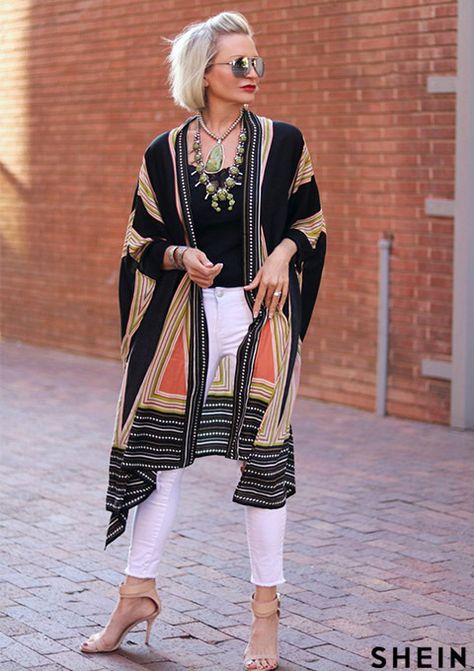 myfashionworld-88 60 Outfits, Fall Outfits 2018, Look Boho Chic, Boho Mode, Long Sleeve Kimono, Womens Kimono, Modieuze Outfits, Kimono Dress, Loose Dress