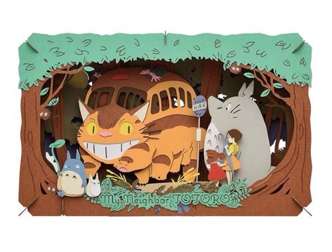 Totoro Room Decor, Totoro Room, Catbus Totoro, My Neighbor Totoro Characters, Paper Theater, Paper Theatre, Studio Ghibli Characters, Ghibli Studio, Paper Cutout Art