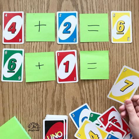 Primary Playground, Teaching Subtraction, Math Card Games, Math Station, Uno Card, Maths Resources, Kindergarten Math Games, Maths Games, Uno Cards