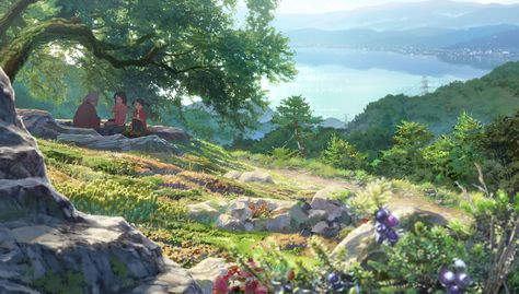 Kimi no Na wa - Album on Imgur Your Name Anime, A Hill, Animation Background, Beautiful Backgrounds, Anime Scenery Wallpaper, Art Anime, Fantasy Landscape, Scenery Wallpaper, Anime Background