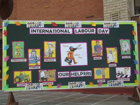 Labour Day Board Decoration For School, Labour Day Decoration In School, Labour Day Board Decoration, Labour's Day Bulletin Board, Labor Day Bulletin Board Ideas, Bulletin Board Decoration Ideas, Elementary Classroom Decor Themes, Labor Day Decorations, Labour's Day