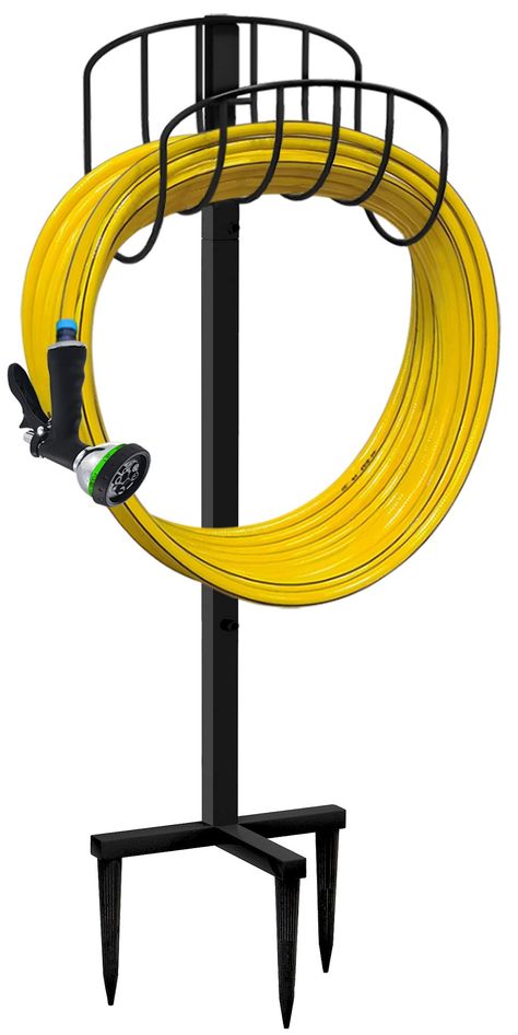 PRICES MAY VARY. Free Standing & High Stability - Different from wall mounted hose hanger, hosemobile reel cart or outside hose pot keeper, this wall-mounted Free outdoor hose caddy stake has the total height of 43.5 inches and comes with three stable anchor points, provides the decorative hose pipe organizer stronger support and keeps the standard hose up to 150 ft (hose not included) firmly in place, no messy, no dirty, saves space, makes hose organize. Heavy Gauge Steel Construction & Durable Water Hose Storage, Hose Pot, Water Hose Holder, Garden Hose Storage, Garden Hose Holder, Hose Hanger, Garden Hose Reel, Hose Reels, Hose Storage