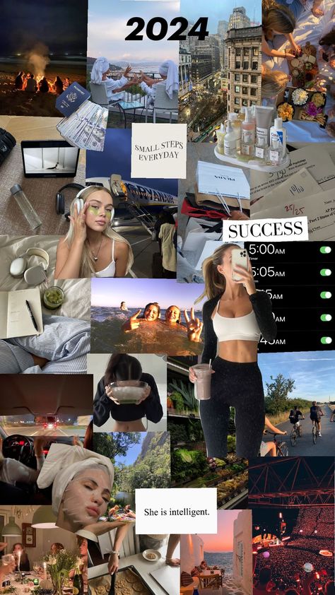 2024 vision board ♡ #2024 #goals #aesthetic 2024 Inspiration Board, Ted Talk Vision Board, Vision Board Summer Aesthetic, Beauty Vision Board Pictures, Life Inspo Board, Beauty Goals Vision Board, 2024 Dream Board, That Girl Vision Board, Vision Board 2024