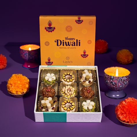 Diwali - Layla's Delicacies What Is Diwali, Saal Mubarak, Diwali Gift Box, Diwali Activities, Diwali Festival Of Lights, Diwali Sweets, Delicious Sweets, Chocolate Crunch, Diwali Festival