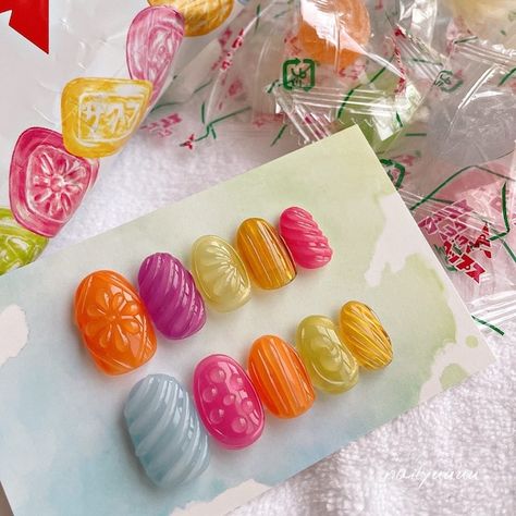 3d Candy Nails, Gummy Nails, Candy Nails Designs, Gel Nail Sets, Candy Nails, Leopard Print Nails, Vibrant Nails, Nail Candy, Cute Gel Nails