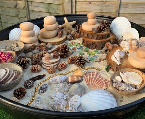 Loose Parts Play - Creating a Library – Beg, Borrow or Steal (Ok…may be not steal!) | Cosy Direct Blog Loose Parts Outside Natural Play, Tuff Tray Curiosity Approach, Loose Parts Nature, Outdoor Set Ups Childcare, Outdoor Experiences Childcare, Loose Parts Tuff Tray Ideas, Curiosity Approach Eyfs Toddlers, Outdoor Tuff Tray Ideas Eyfs, Nature Loose Parts