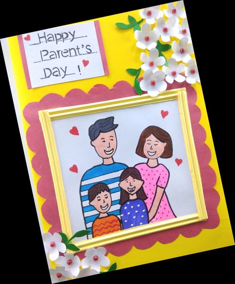 Parents Day Cards, Card Making Competition, Homemade Fathers Day Card, Grandparents Day Cards, Easy Greeting Cards, Parents Day, Greeting Card Template, Tiny Prints, Christmas Themes Decorations