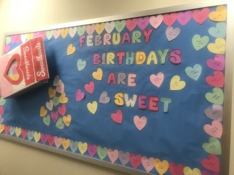 Birthday Board Ideas, February Bulletin Boards, Birthday Bulletin Board, Kindergarten Bulletin Boards, Birthday Board Classroom, Kids Birthday Party Ideas, Valentines Day Bulletin Board, February Ideas, Birthday Bulletin Boards