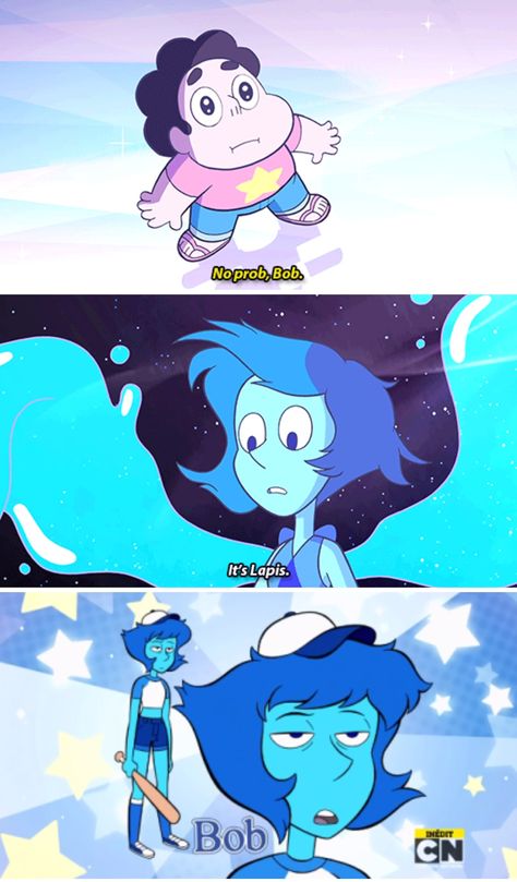 Tell me I'm not the only one noticed this! I also love her face, she looks 100% done Bob Steven Universe, Steven Universe Bob, Lapis Lazuli Fanart, Steven Universe Pictures, Lapis Lazuli Steven Universe, Steven Uni, Steven Universe Memes, Steven Universe Funny, Steven Universe Characters