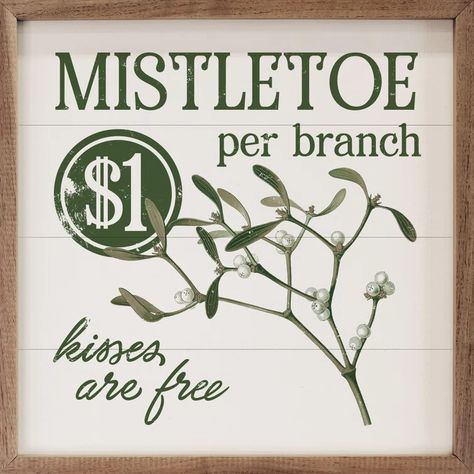 The Holiday Aisle® Mistletoe And Kisses White - on - Wayfair Canada Mistletoe Sign, Wall Art Bedroom Above Bed, Wall Art Above Tv, Wall Art Bedroom Paint, Wall Art Above Couch, Wall Art Above Bed, Seasonal Displays, Signed Artwork, White Wall Art