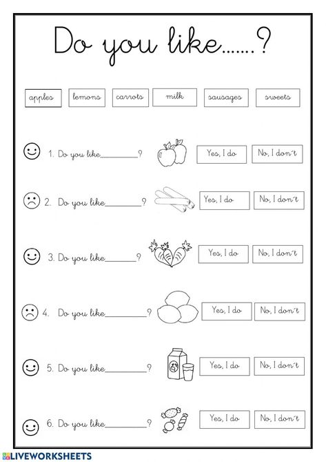 Food Worksheets For Grade 1, I Like I Don't Like Worksheets For Kids, Like Likes Worksheet, Like Don't Like Worksheet, Food And Drink Worksheet For Kids, Food And Drink Worksheet, Food Worksheets For Kids, Likes And Dislikes Worksheets, Esl Worksheets For Kids