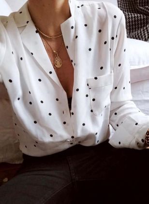 Delicate Face, White Polka Dot Shirt, Button Up Shirt Womens, Spring Shirts, Beautiful Skin, Work Fashion, Fashion Designers, Look Fashion, White Shirt