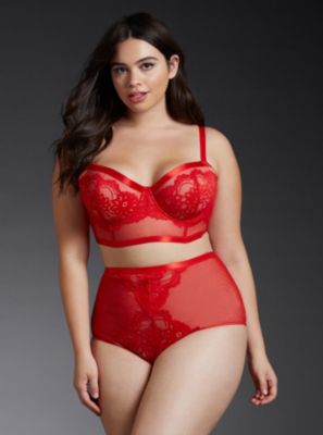 Lace & Mesh Long Line Bralette & High Waist Panty, Plus Zise, Plus Size Beauty, Red Lingerie, Plus Size Bra, Beautiful Lingerie, Bras And Panties, Plus Size Lingerie, Plus Size Swimwear, Plus Size Fashion