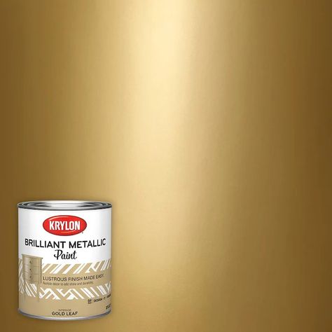 Krylon Gold Leaf Latex Metallic Paint (1-Quart) in the Craft Paint department at Lowes.com Gold Paint For Metal, Metallic Gold Paint Wall, Gold Color Painting, Metallic Gold Paint Colors For Walls, Gold Interior Paint, Metallic Gold Wall Paint, Gold Paint Colors For Walls, Gold Wall Paint, Metallic Wall Paint