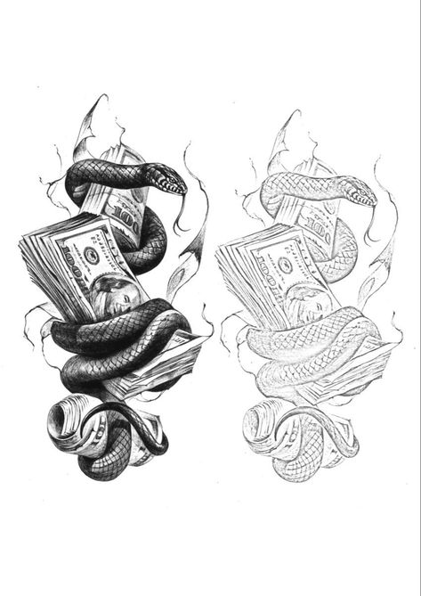 Snake With Money Tattoo, Snake Money Tattoo, Money Tattoo Men, Tattoo Ideas Money, Snake Sleeve Tattoo, Money Tattoo Designs, Meaningful Tattoos For Men, Geometric Tattoo Sleeve Designs, Persian Tattoo