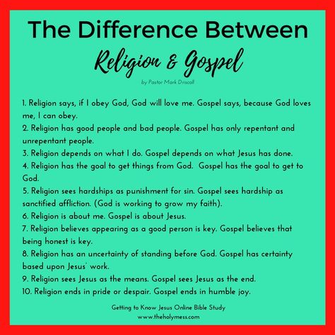 The Difference Between Religion and the Gospel Gospel Sharing, Faith Board, Bible Books, Who Is Jesus, Bible Study Topics, The Ten Commandments, Bible Study Help, Online Bible Study, Bible Study Plans