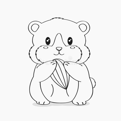 Hamster Line Art Vector. Cute brown hamster holding a sunflower seed, line art #Sponsored , #paid, #SPONSORED, #Art, #Hamster, #Line, #Vector Hamster Outline, Brown Hamster, Line Art Illustration, Line Vector, Line Art Vector, Sunflower Seed, Sunflower Seeds, Design Branding, Line Art