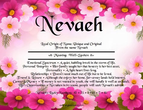 Nevaeh Nevaeh Name, Bella Name, Meaning Of My Name, Natural Hair Removal Remedies, Name Aesthetic, Board Themes, Vision Board Themes, Redken Hair Color, Personal Integrity