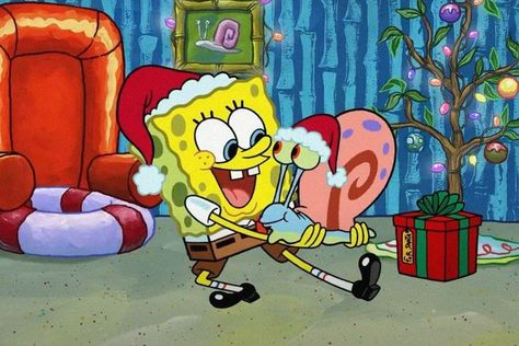 Simpsons Christmas Pfp, Christmas Spongebob Pfp, Spongebob Christmas Drawing, Spongebob Christmas Aesthetic, Spongebob Winter, Winter Profile Picture, Christmas Spongebob, Spongebob Comics, Spongebob Halloween