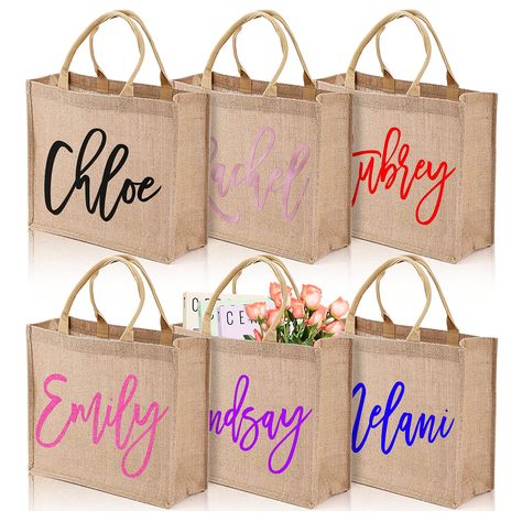 PRICES MAY VARY. Title: Lalala Gift Land Personalized Beach Burlap Bags w/Name for Women - 18 Vinyl Colors - Customized Large Jute Bag Gifts for Bridesmaids - Hand Bag for Girl Reusable Grocery Bags Birthday Wedding Gift C1. Product Type: Categories > Kitchen & Dining > Storage & Organization > Travel & To-Go Food Containers > Reusable Grocery Bags Friends Weekend Gift Bags, Goody Bags For Bachelorette Party, Welcome Gifts For Beach Wedding, Trending Personalized Gifts, Destination 40th Birthday Favors, Gift Bags For Bridesmaids, Bridesmaid Bags Bachelorette, Destination Birthday Favors, 50th Birthday Goodie Bags