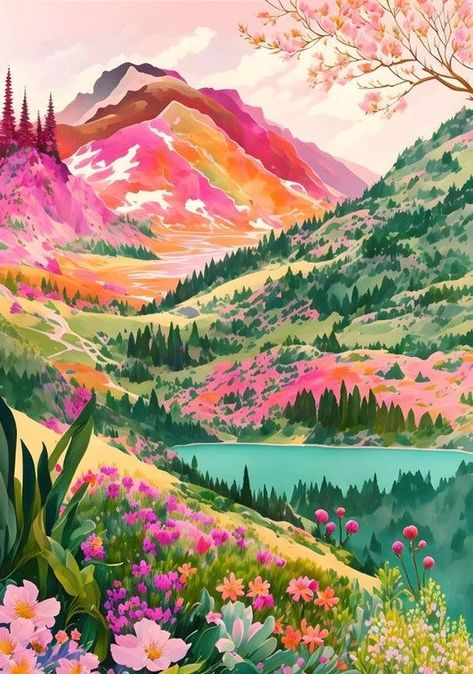 Colorful Mountains, The Joy Of Painting, Cocoppa Wallpaper, Flowers Canvas, Wood Flowers, Diy Paint, Paint By Numbers, Paint By Number, Painting Inspiration