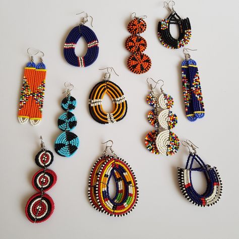 Wholesale Earrings, African Earrings, Handmade African, Beading Tutorial, Maasai, African Beads, Woven Bracelets, African Jewelry, Colorful Earrings