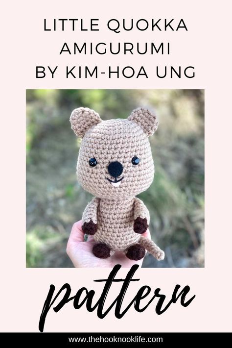 THNLife - Little Quokka Amigurumi Crochet Pattern | Kim-Hoa Ung Quokka Crochet, Crochet Jungle Animals, Crochet Figures, Happiest Animal, Crochet Stuffies, Fox Crochet, Learn Crochet, Idle Hands, Crochet Teddy Bear Pattern