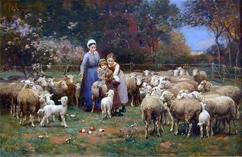 A Rustic Idyll Sheep Paintings, Galleria D'arte, Sheep Art, Tableau Art, Simple Acrylic Paintings, Paintings I Love, A4 Poster, Oil Painting Reproductions, Arte Animal