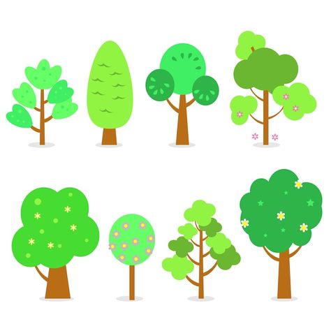 Collection of different types of trees | Premium Vector #Freepik #vector Different Types Of Trees Drawing, Types Of Trees Drawing, Trees Drawing, Types Of Trees, Icon Set Design, Doodle Notes, Flower Silhouette, Leaf Logo, Logo Creation