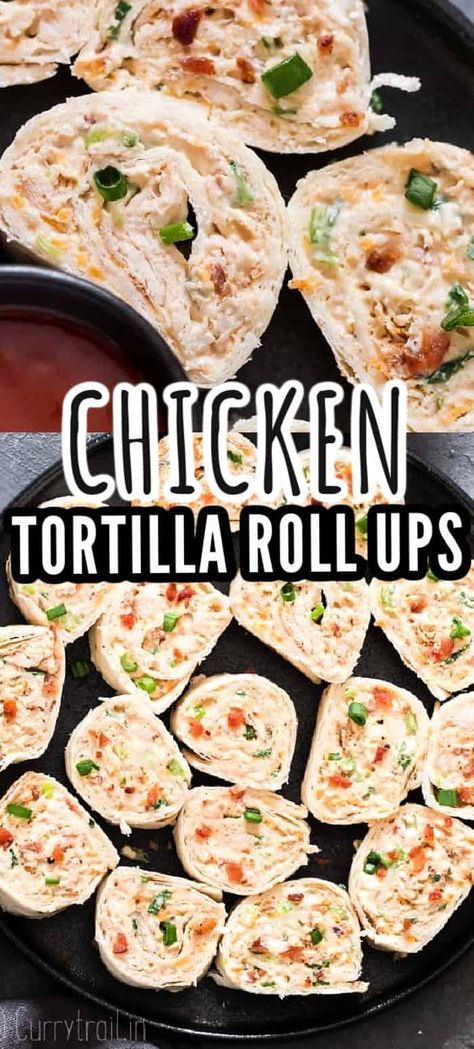 These chicken enchilada tortilla roll-ups is super easy to make and perfect finger food for any gatherings. They’re always a crowd pleaser! #gamedayappetizers #fingerfood #partyrecipes #tortillapinwheels #rollups #chickenrecipes #snacks Chicken Enchiladas Recipes, Chicken Tortilla Wraps, Tortilla Pinwheels Recipe, Chicken Roll Ups, Tortilla Rolls, Chicken Enchiladas Easy, Roll Ups Recipes, Roll Ups Tortilla, Chicken Rolls